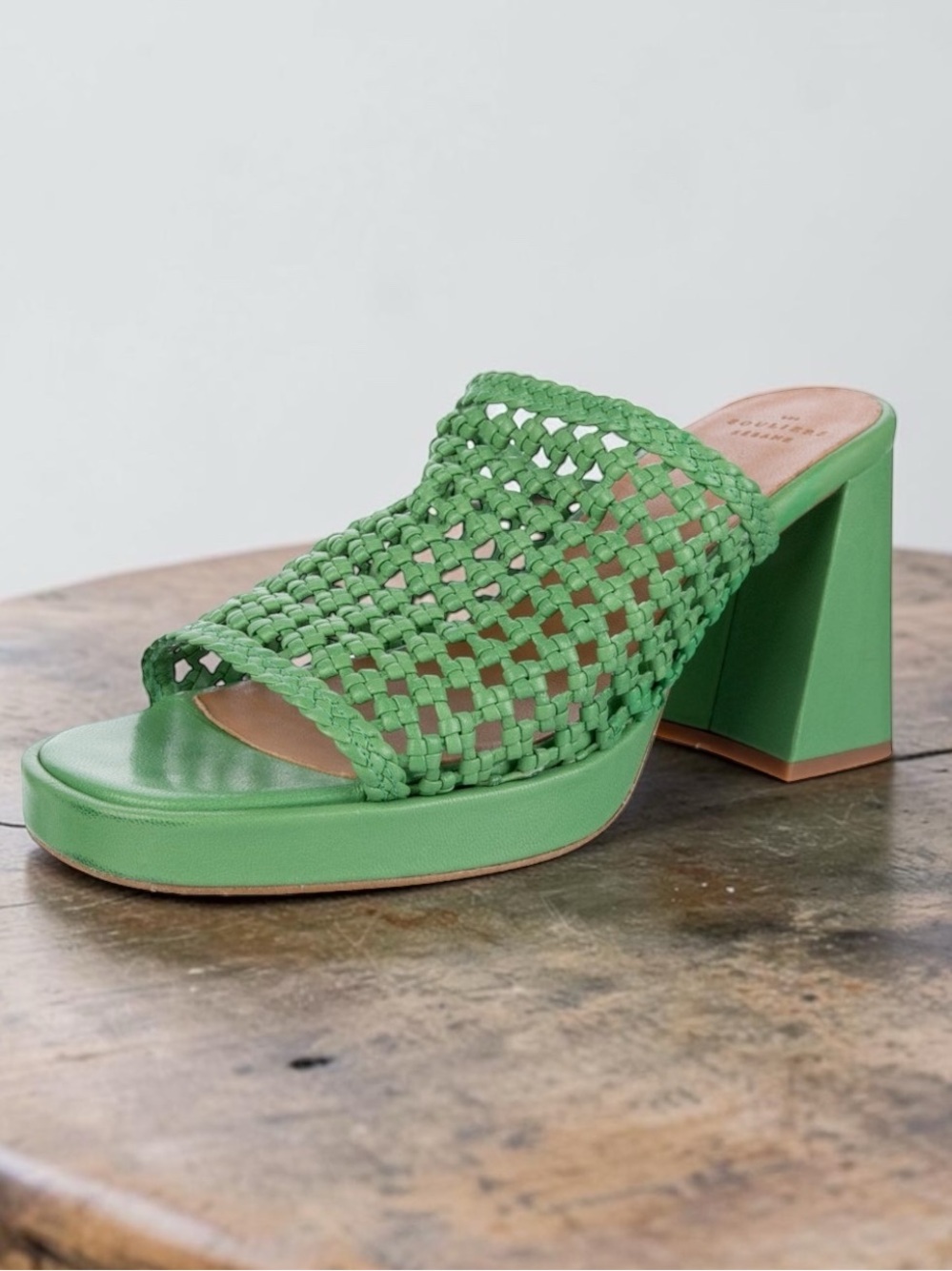 Sézane Annalisa High Mules in Bright Green Smooth Natural Leather FR 41 / US 10 - Picture 6 of 9